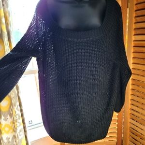 Black knitted off the shoulder Sweater